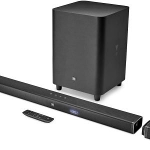 JBL Bar 5.1, Truly Wireless Home Theatre with Dolby Digital DTS, 5.1 Channel 4K Ultra HD Soundbar with 10"(25cm) Subwoofer for Extra Deep Bass, HDMI ARC, Bluetooth, AUX & Optical Connectivity (510W)
