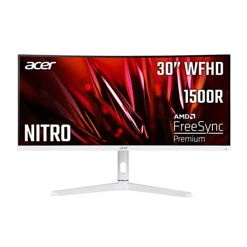 Gamer engrossed in a curved ACER XZ306C curved gaming monitor Nepal showcasing a stunning, action-packed game with fluid, rapid movements.
