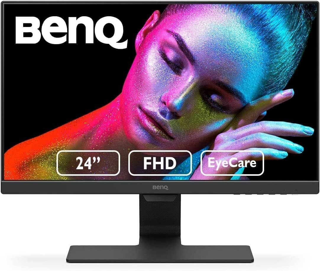 BenQ GW2480 Eye-care Technology, Borderless, 24" IPS Panel, Full HD  Monitor (1920*1080), 60Hz, with VGA, HDMI & DP, Head phone Jack, Speaker 1W X 2, Contrast Ratio 1k:1 native , 20Million:1 DCR